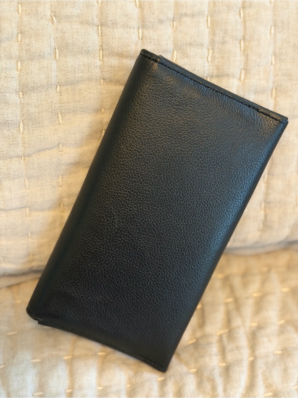 Coach Bifold Black Textured Leather Wallet 7x4 with Dusty - Picture 2 of 9